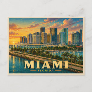 Cartão Postal Viagens Antigas Miami Flórida