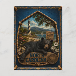Cartão Postal Viagens Antigas pela Carolina do Norte