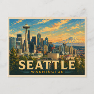 Cartão Postal Viagens Antigas Seattle Washington