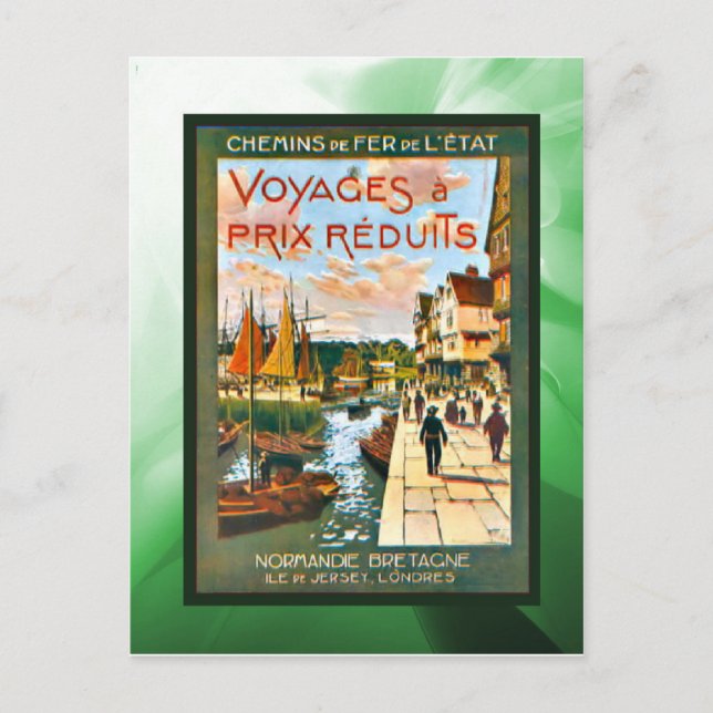Cartão Postal Viagens com desconto para a Bretanha e Normandia (Frente)