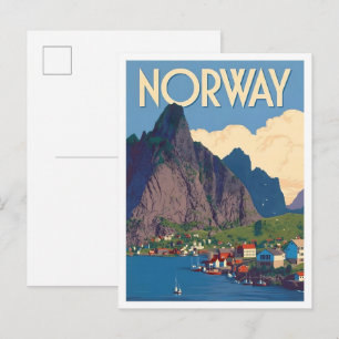 Cartão Postal Viagens de Arte Vintage na Noruega