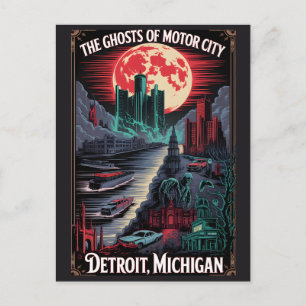 Cartão Postal Viagens de terror vintage Detroit, Michigan assomb
