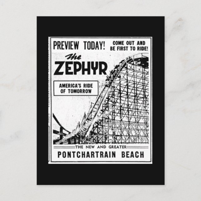 Cartão Postal Viagens na praia de Pontchartrain, Zephyr (Frente)