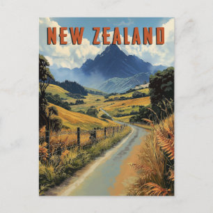 Cartão Postal Viagens pela Nova Zelândia Vintage