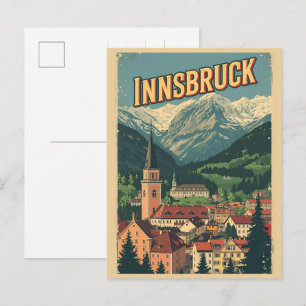 Cartão Postal Viagens retrô Innsbruck Tirol - Presentes dos Alpe