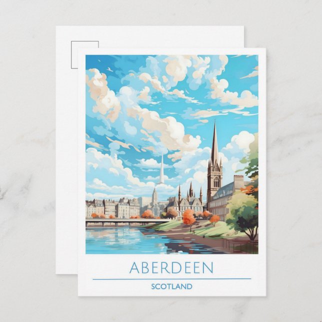 Cartão Postal Viagens vintage Aberdeen Scotland (Frente/Verso)