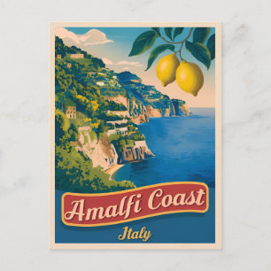 Cartão Postal Viagens vintage Amalfi Coast Itália Retro Cêntrico