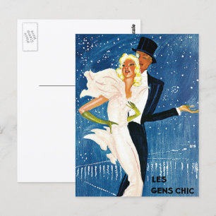 Cartão Postal viagens vintage, Amor Romance Winter em Monte Carl