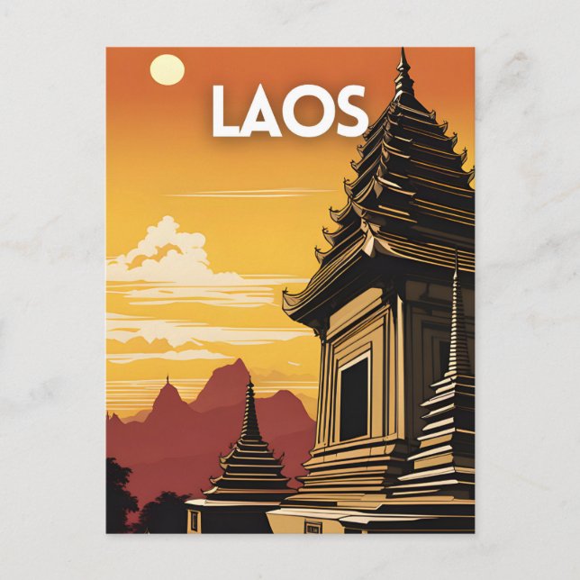 Cartão Postal Viagens vintage Art do Laos (Frente)