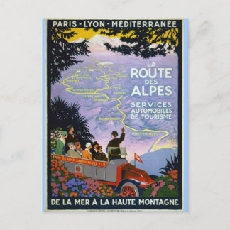 Cartão Postal Viagens vintage Art - La Route des Alpes