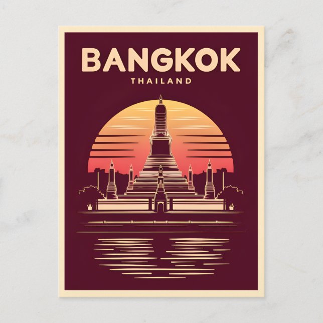 Cartão Postal Viagens vintage Bangkok Tailândia - Gráfico Retroa (Frente)