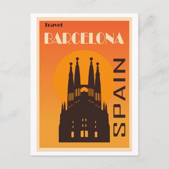 Cartão Postal Viagens vintage Barcelona Espanha (Frente)
