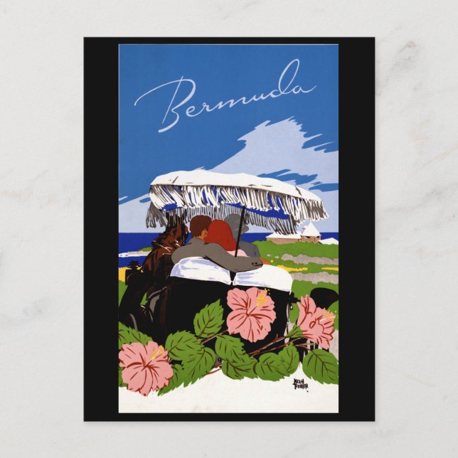 Cartão Postal viagens vintage Bermudas 1940 (Frente)