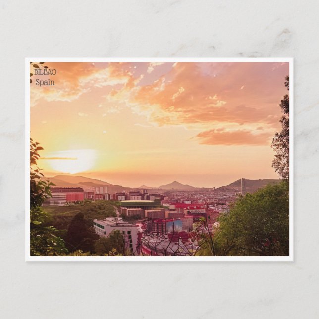Cartão Postal viagens vintage Bilbao Espanha Guggenheim (Frente)