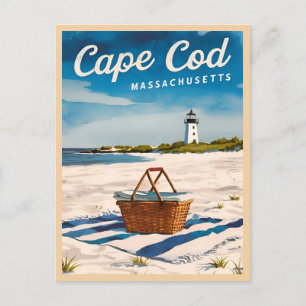 Cartão Postal Viagens vintage Cape Cod Massachusetts Beach Retro