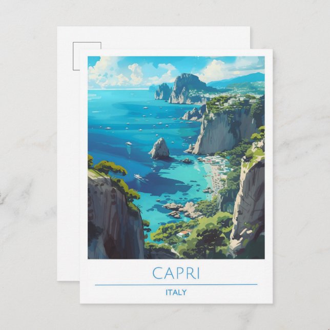 Cartão Postal Viagens vintage Capri Itália (Frente/Verso)
