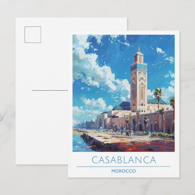 Cartão Postal Viagens vintage Casablanca Marrocos (Frente/Verso)