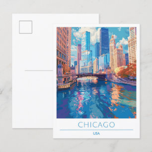 Cartão Postal Viagens vintage Chicago EUA