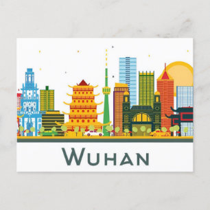 Cartão Postal Viagens vintage cidade de Wuhan China férias