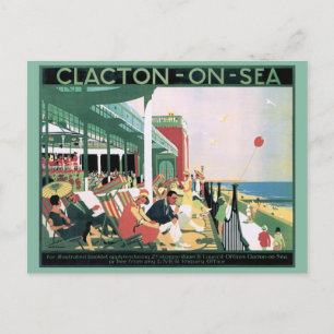 Cartão Postal Viagens vintage Clacton-On-Sea Essex England Poste