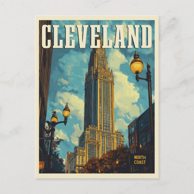 Cartão Postal Viagens vintage Cleveland (Frente)