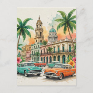 Cartão Postal Viagens Vintage Cuba - Saudações de Havana