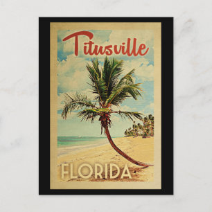 Cartão Postal Viagens vintage da Árvore de Titusville Palm
