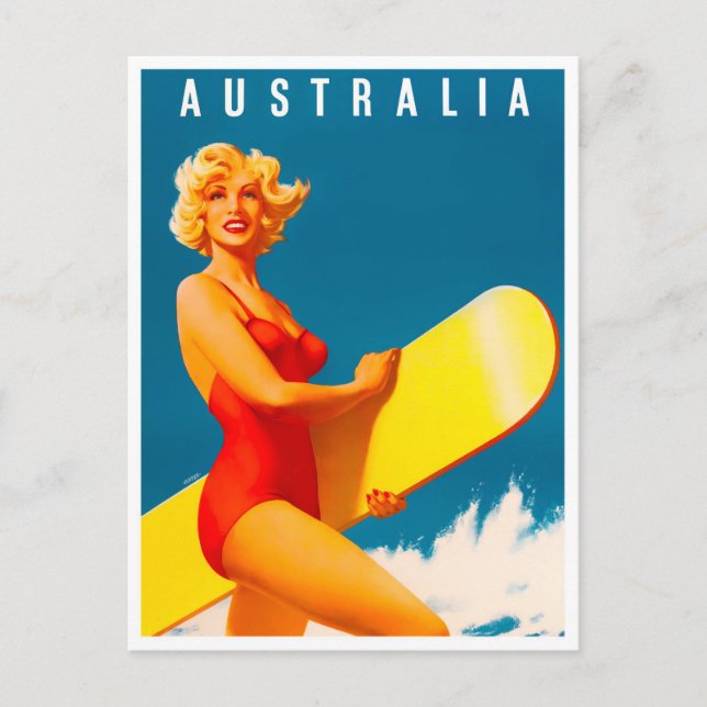 Cartão Postal Viagens vintage da Austrália (Frente)
