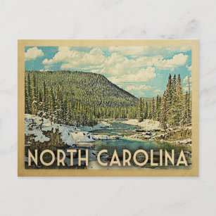 Cartão Postal Viagens vintage da Carolina do Norte Snowy Winter 