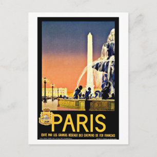 Cartão Postal Viagens vintage da fonte Paris France