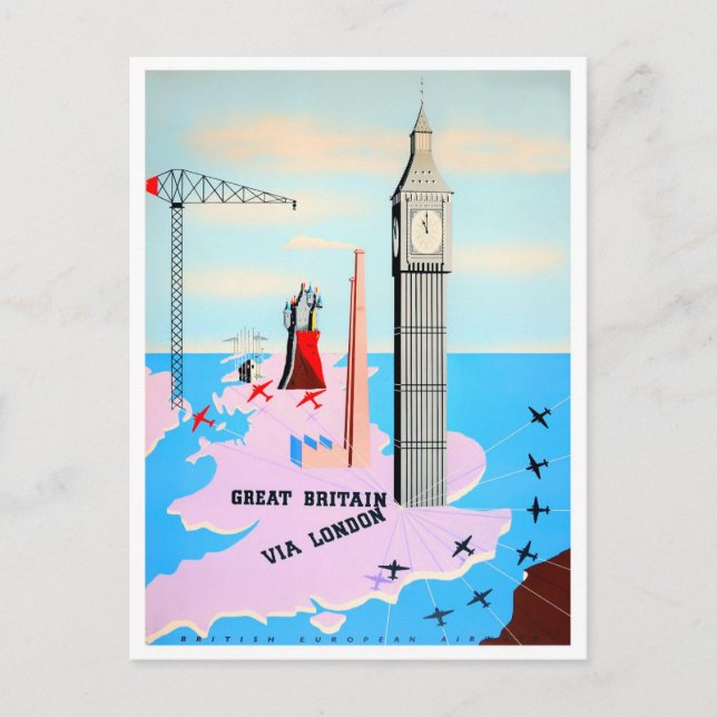 Cartão postal viagens vintage da Grã-Bretanha exce (Frente)