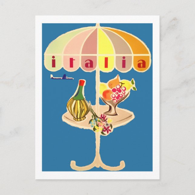 Cartão Postal Viagens vintage da Itália (Frente)