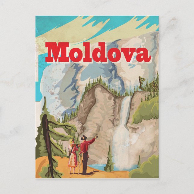 Cartão Postal Viagens vintage da Moldávia (Frente)