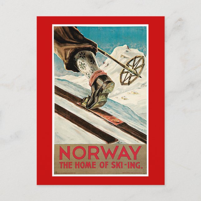 Cartão Postal Viagens vintage da Noruega (Frente)