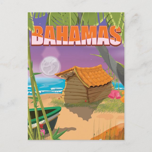 Cartão Postal Viagens vintage das Bahamas (Frente)