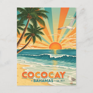 Cartão Postal Viagens vintage das Bahamas Cococay