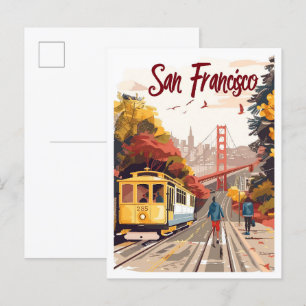 Cartão Postal Viagens vintage de Arte da Califórnia em São Franc