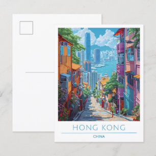 Cartão Postal Viagens vintage de Arte da China em Hong Kong