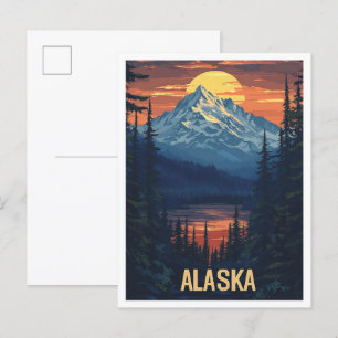 Cartão Postal Viagens vintage de Arte do Alaska USA