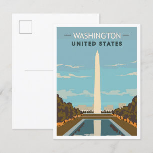 Cartão Postal Viagens vintage de Arte dos Estados Unidos em Wash