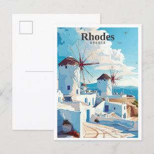 Cartão Postal Viagens vintage de Arte Grécia Rodes