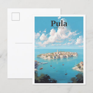 Cartão Postal Viagens vintage de Arte Pula Croácia