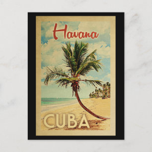 Cartão Postal Viagens vintage de Árvore de Palma de Havana