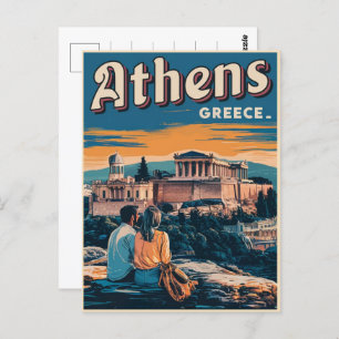 Cartão Postal viagens vintage de Atenas, capital do golpe de pre