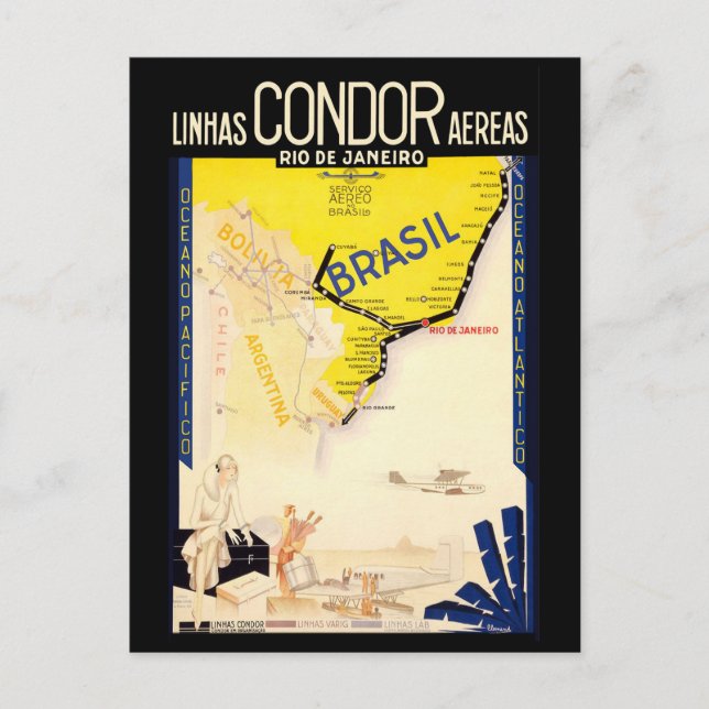 Cartão Postal Viagens vintage de "Brasil" (Frente)