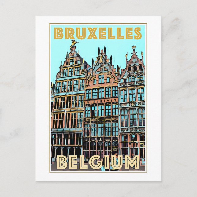 Cartão Postal Viagens vintage de Bruxelles, Bélgica, (Frente)