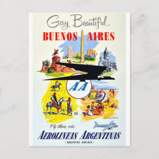 Cartão Postal viagens vintage de buenos aires