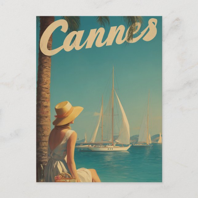Cartão Postal Viagens vintage de Cannes (Frente)