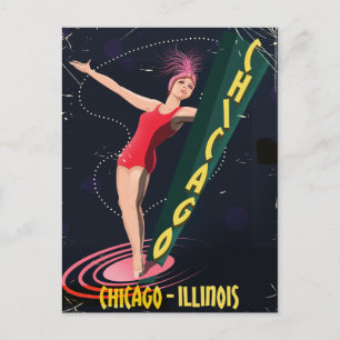 Cartão Postal Viagens vintage de Chicago Illinois