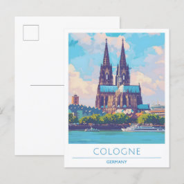 Cartão Postal Viagens vintage de Colônia na Alemanha